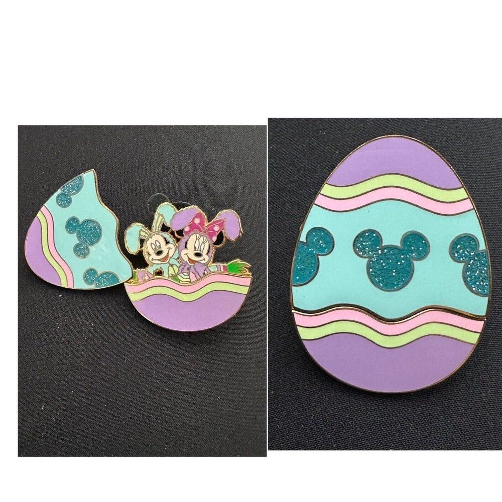 DISNEY WORLD 2007 EASTER EGG Trading PIN MICKEY & MINNIE MOUSE  BUNNY EARS Hinge